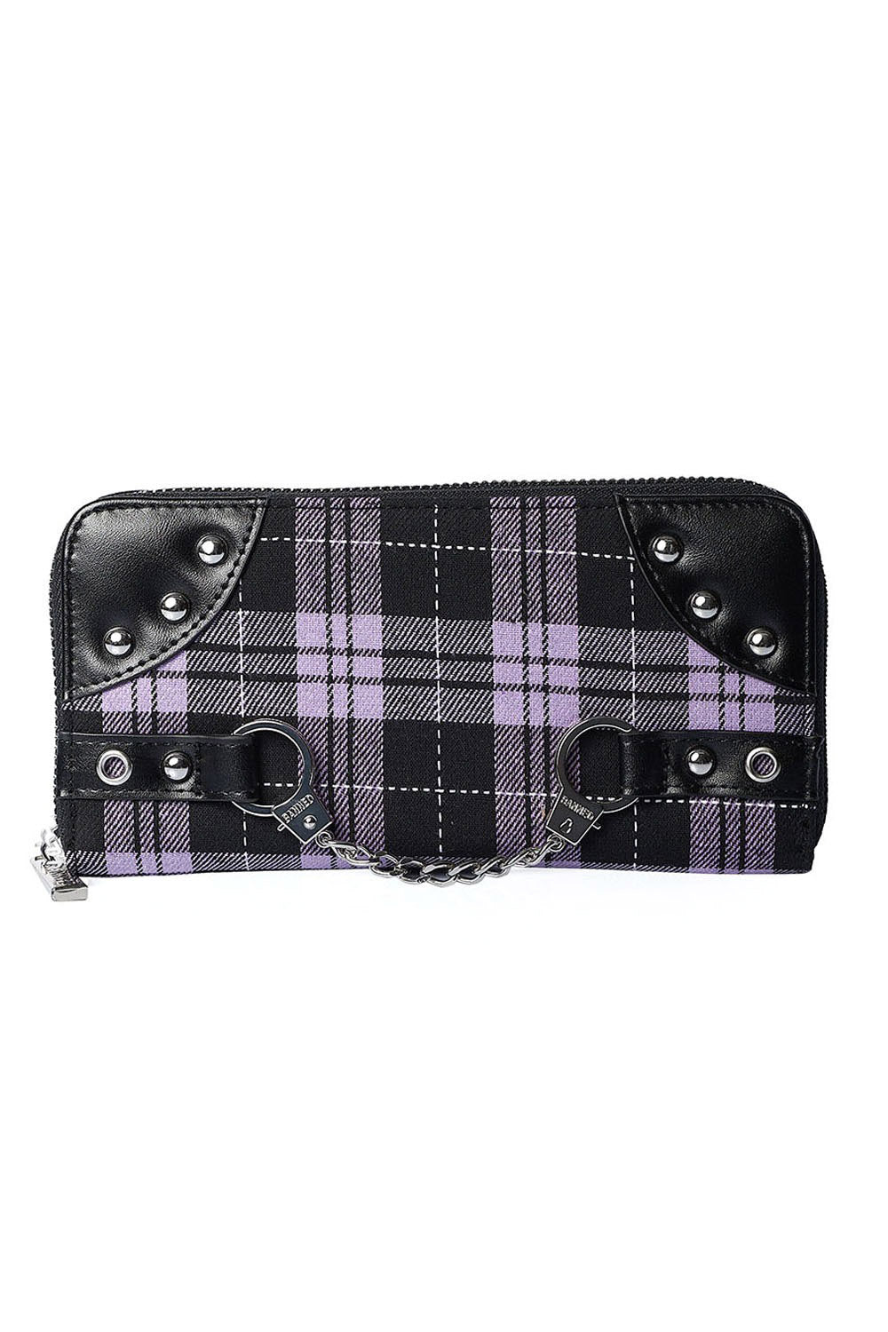 purple plaid punk wallet