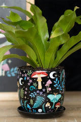 Goth home decor flora and fauna plant pot with saucer