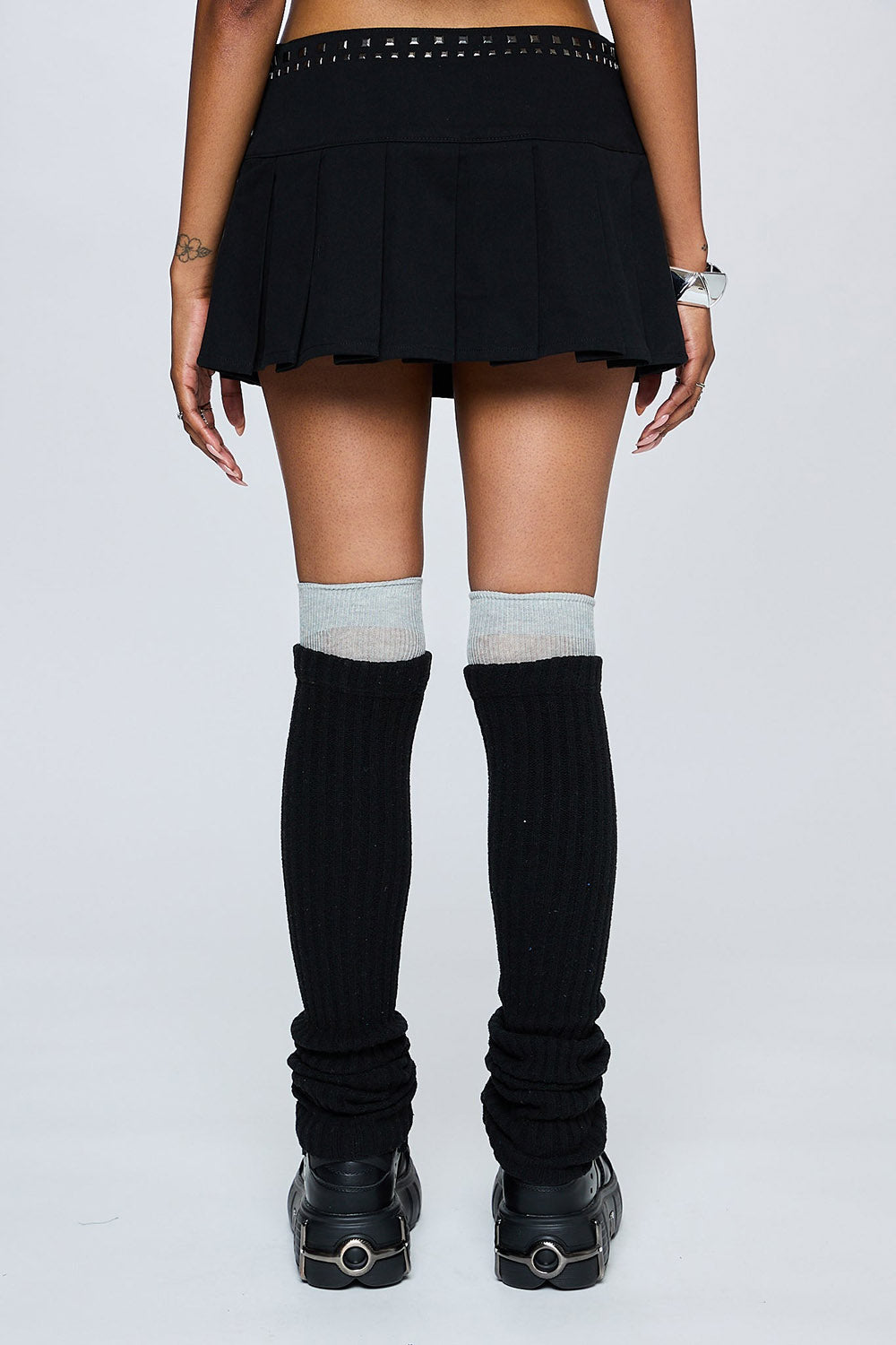 womens low-rise mini punk pleated skirt