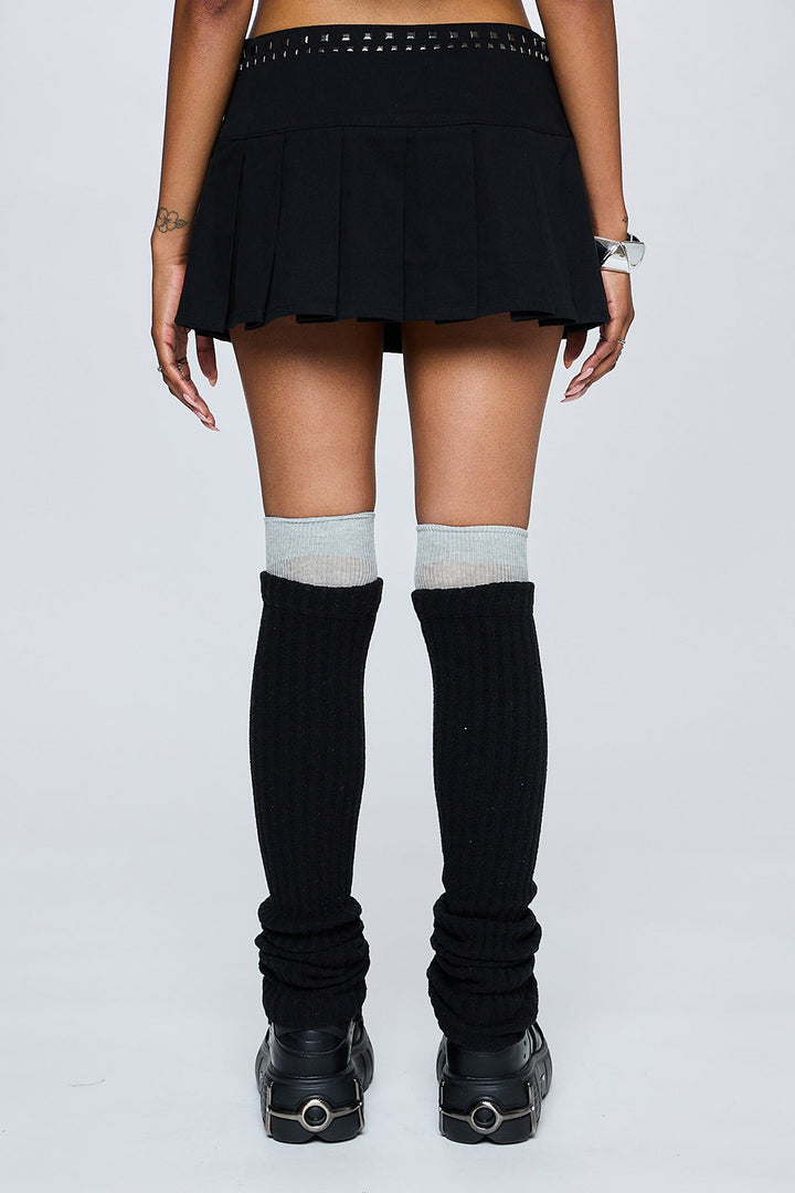 womens low-rise mini punk pleated skirt