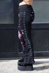 VampireFreaks womens punk pants with pyramid stud detail on pant leg