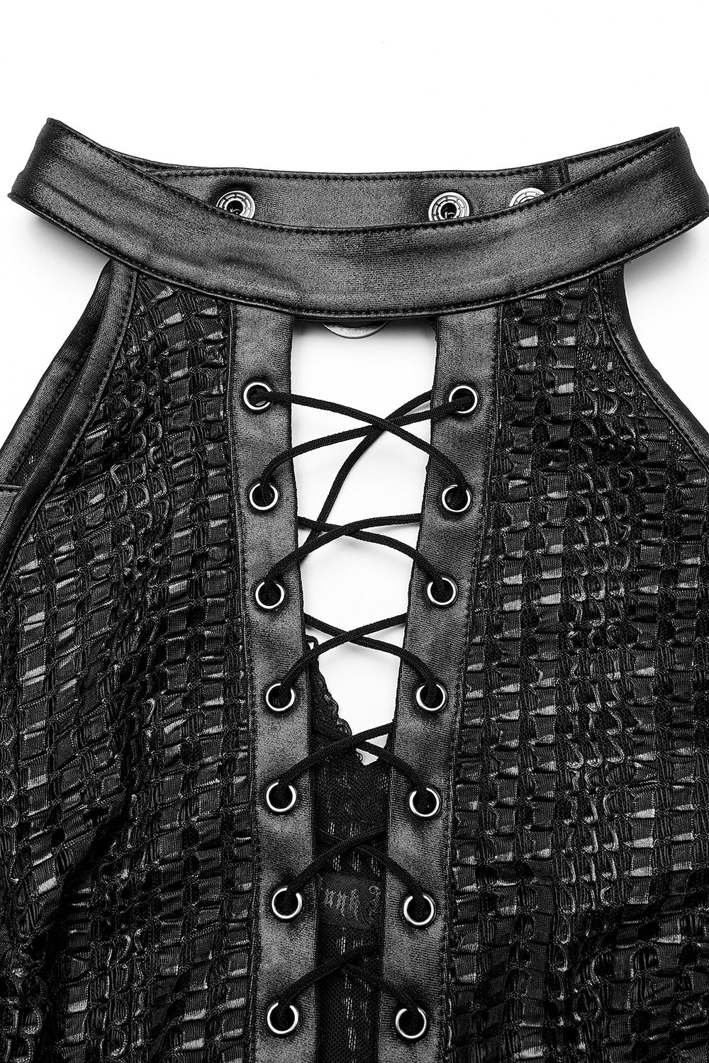 vegan leather neckline