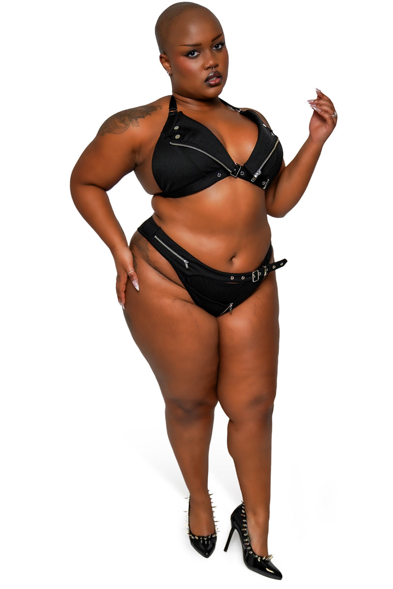 grunge goth womens zippered emo bikini top