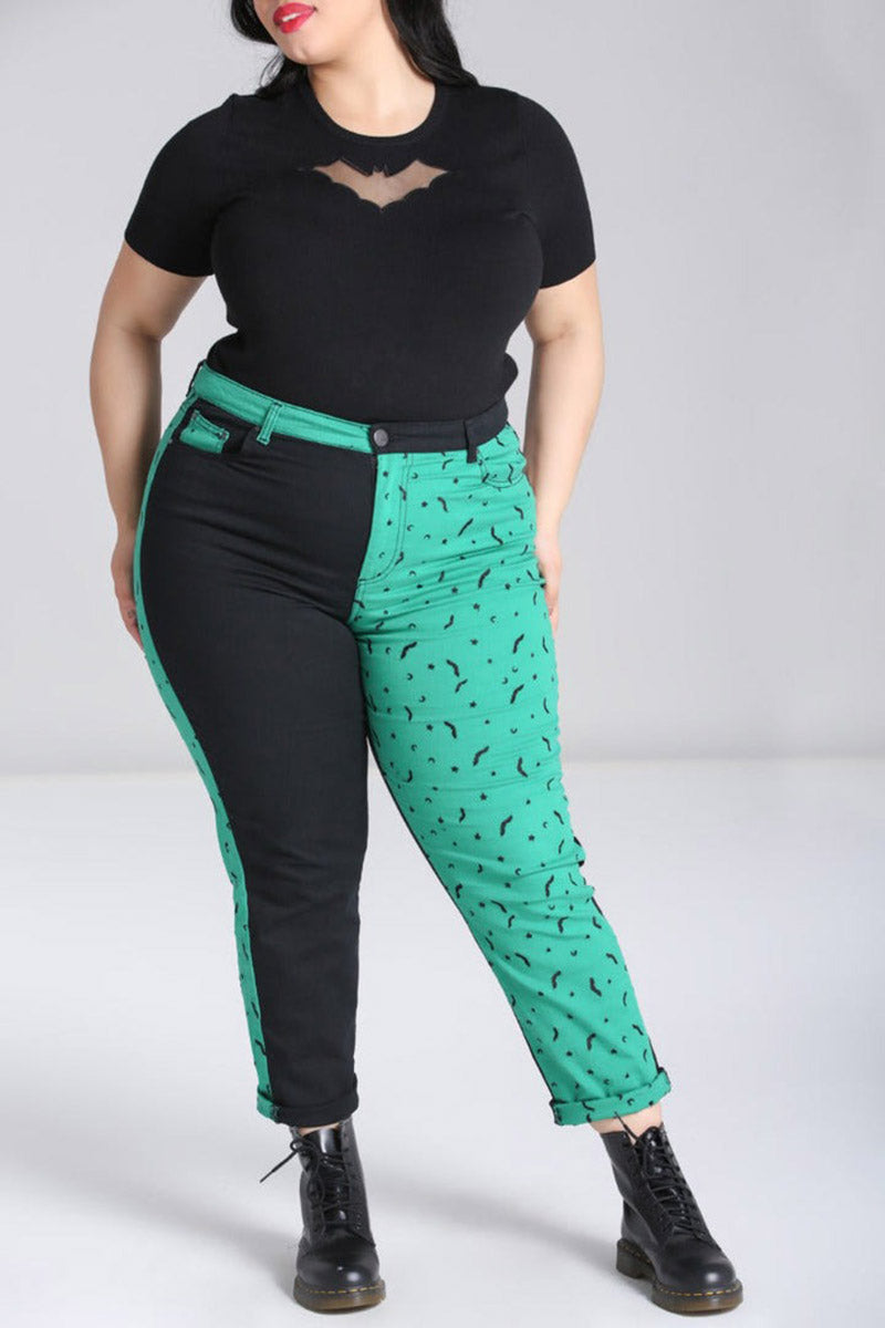 womens plus size gothic embroidered bat pants