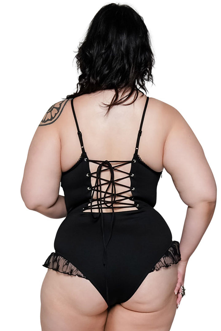 gothic womens red and black lace swimsuit by forest ink