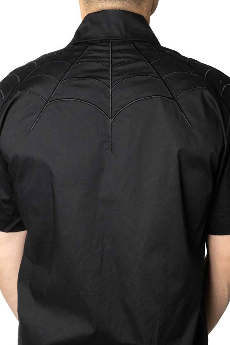 mens short sleeve gothic spiderweb shirt