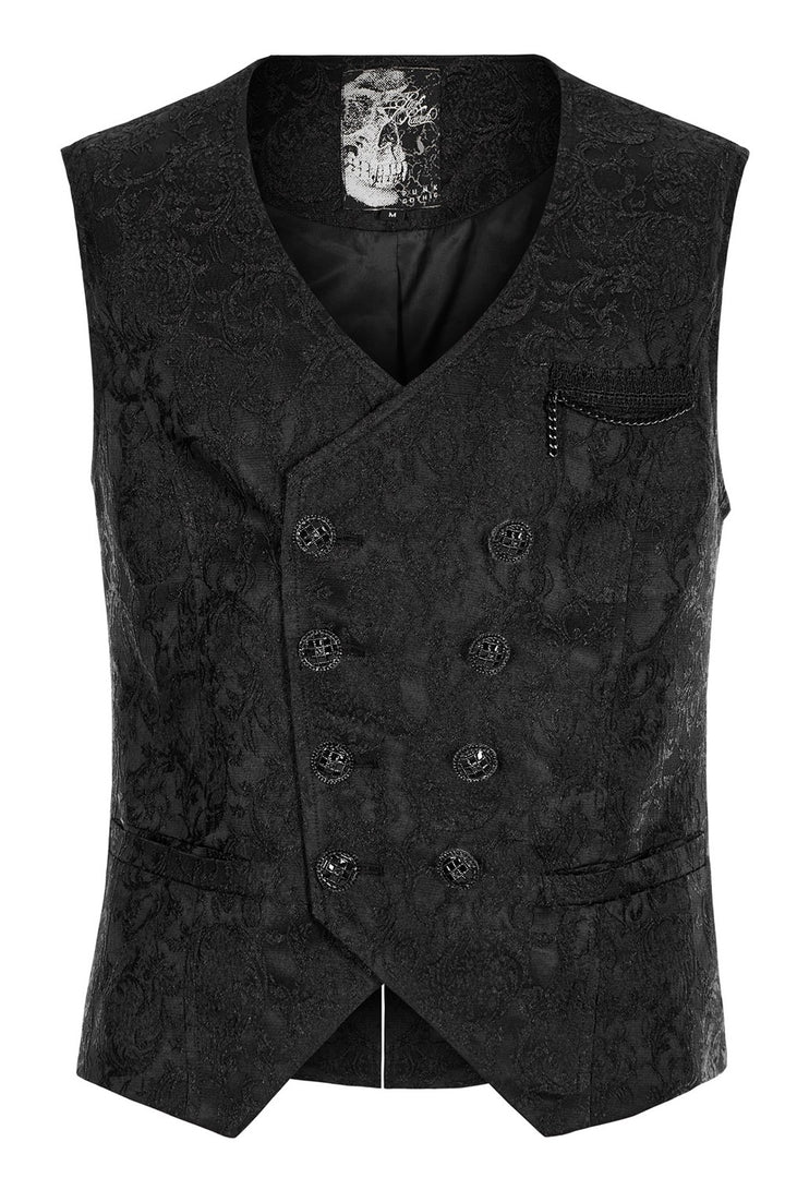 mens black steampunk waistcoat with chain pocket