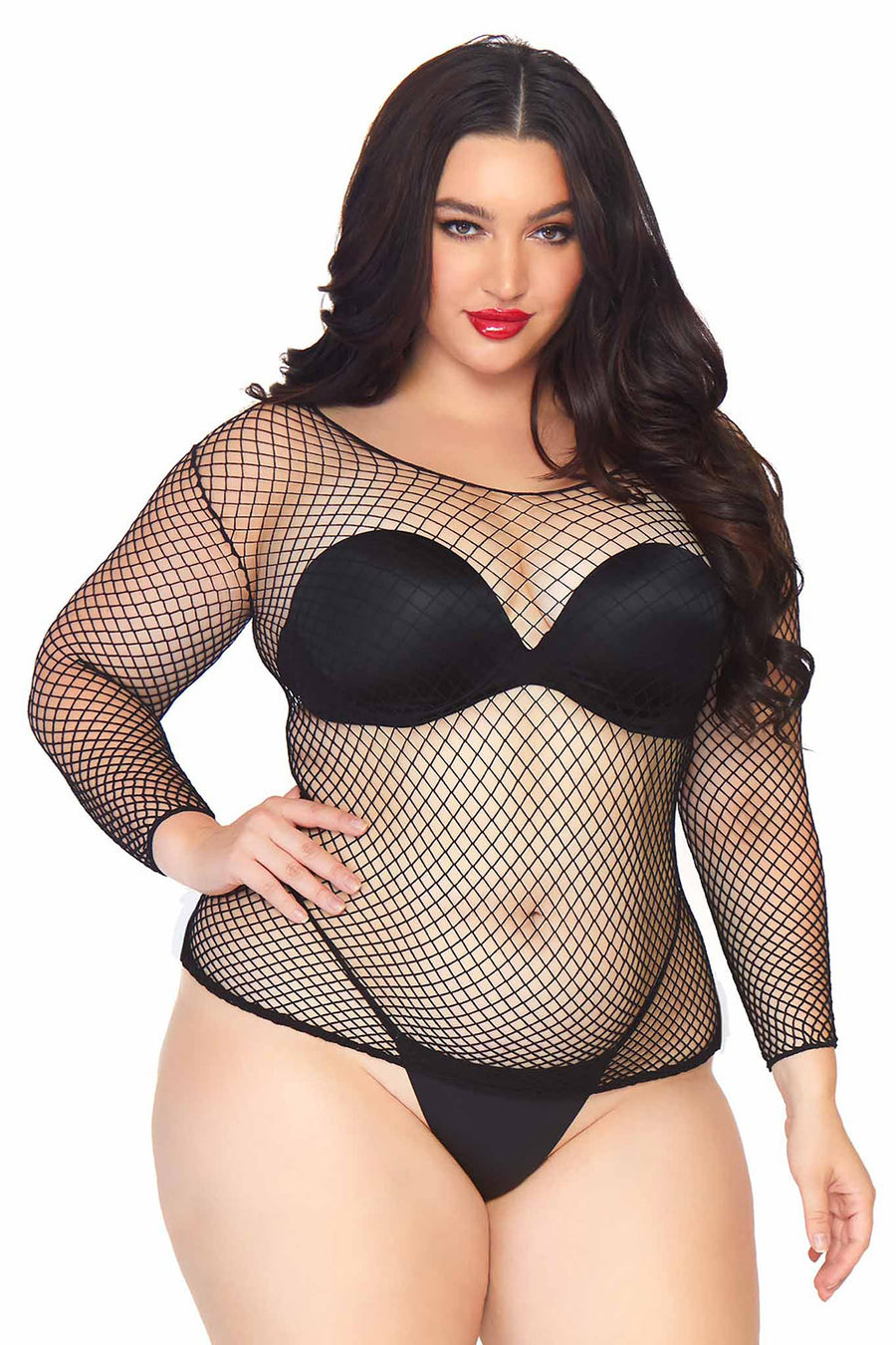 plus sized black fishnet top