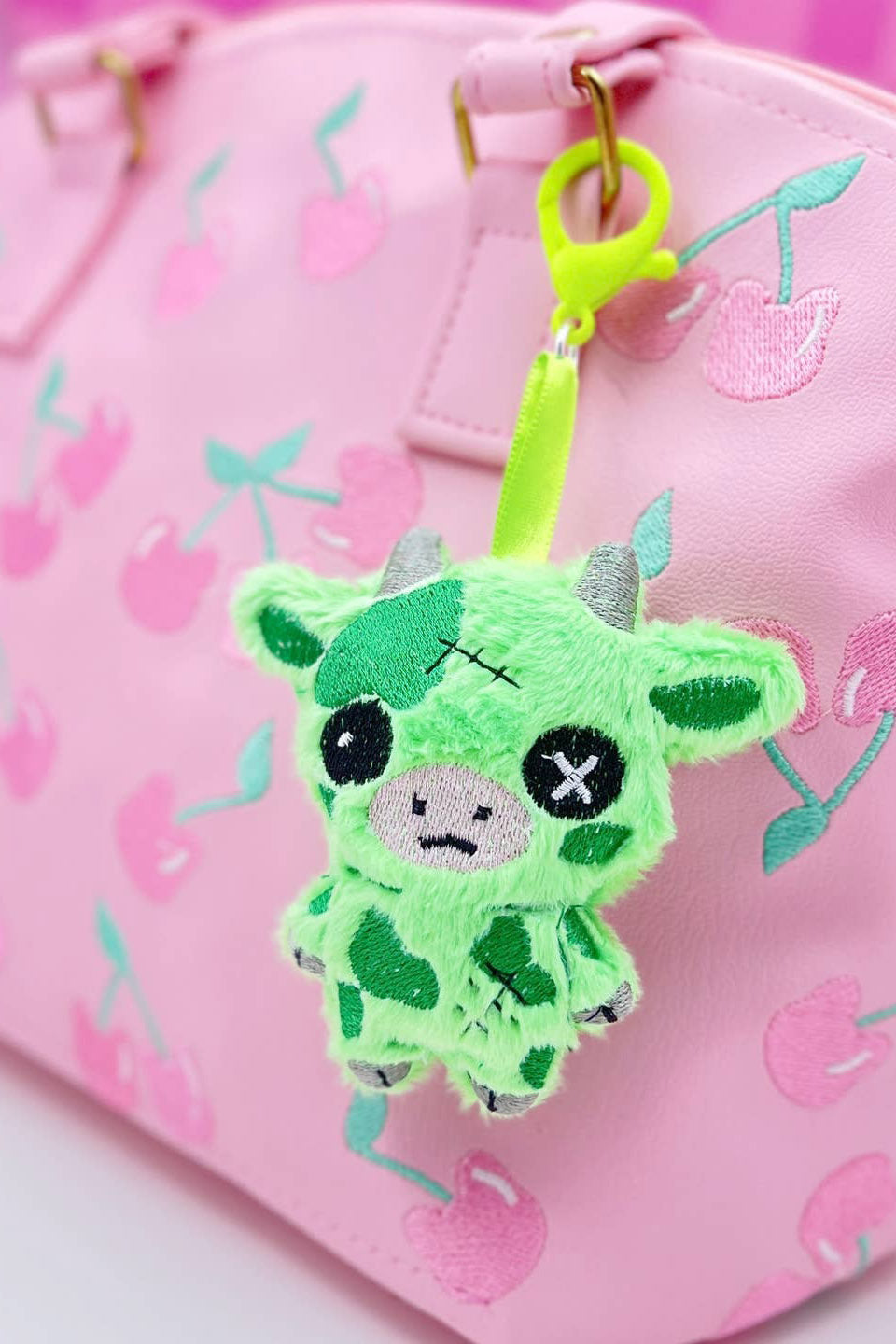 kawaii zombie plush cow keychain