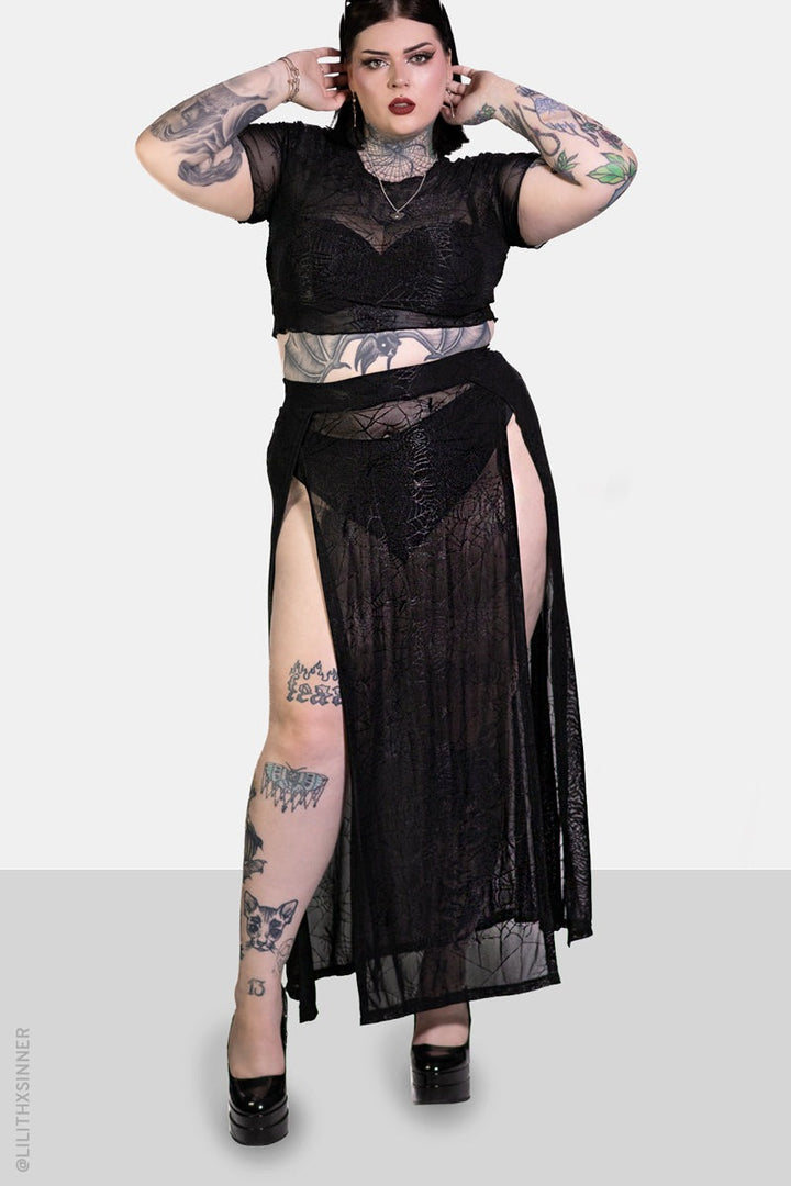 sheer opaque high waisted emo skirt