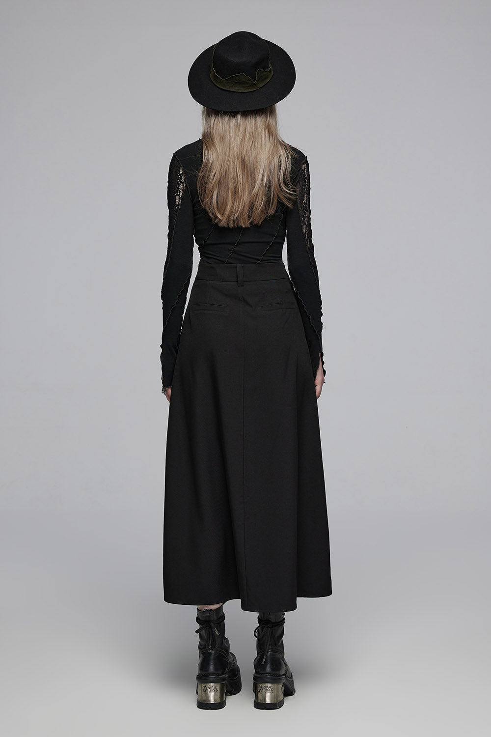 high waisted long black maxi skirt