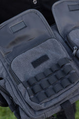 Punk gothic crossbody messenger bag with black studs buckle details and spacious cargo compartments for industrial goth and edgy streetwear