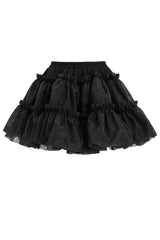 elasticated stretchy short mini black high-waisted cupcake skirt