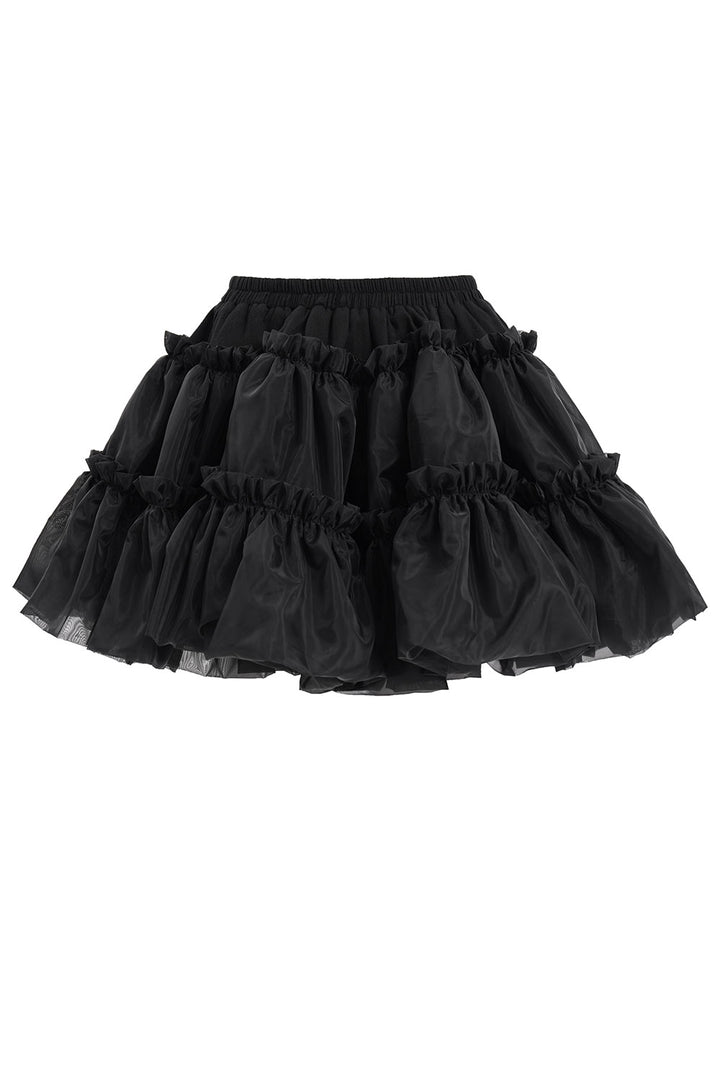elasticated stretchy short mini black high-waisted cupcake skirt