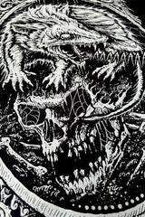 spiderweb-covered skull sweater