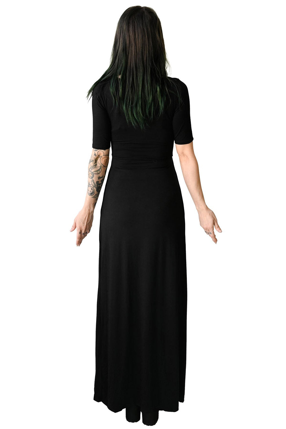 womens black long maxi punk dress