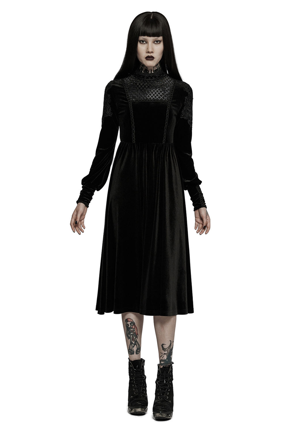 womens high collar gothic dress