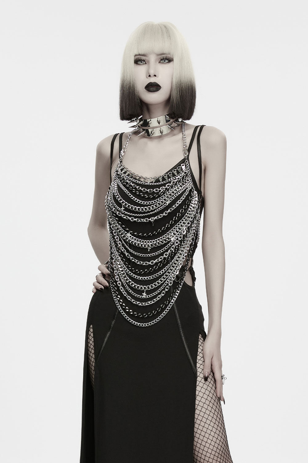 womens iron punk rave punk fashion spiked collar choker