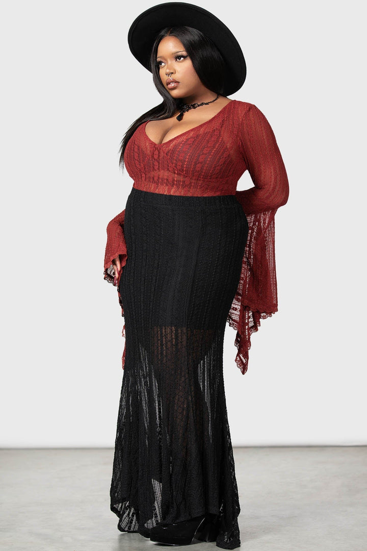 gothic lace maxi skirt