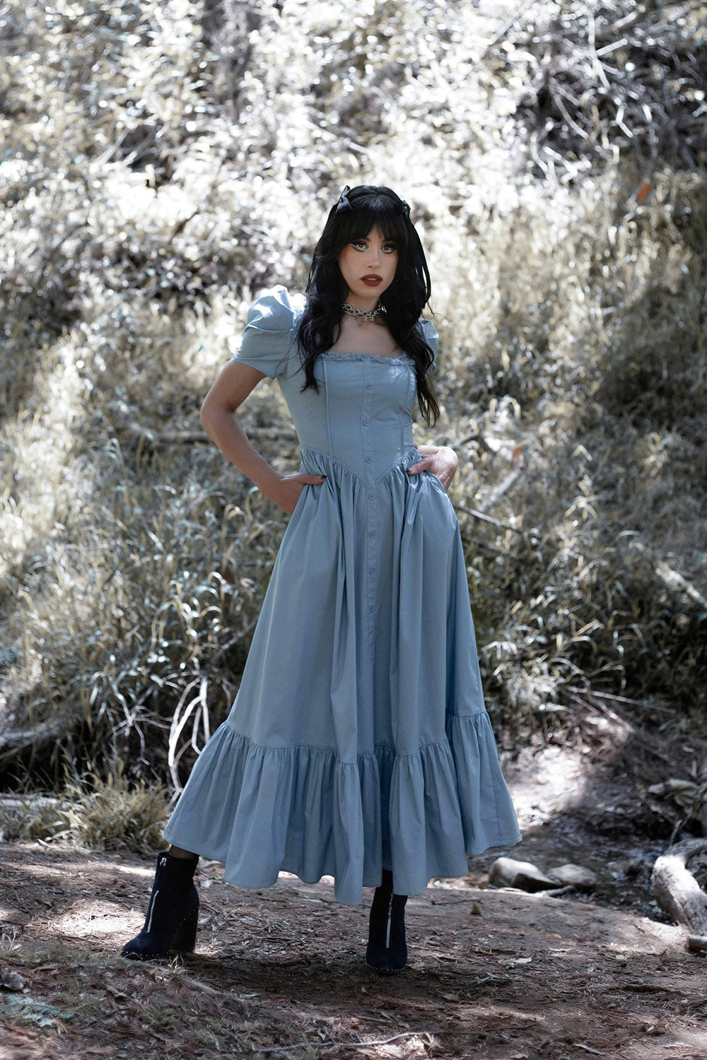 puff shoulder cottagecore cinderella dress