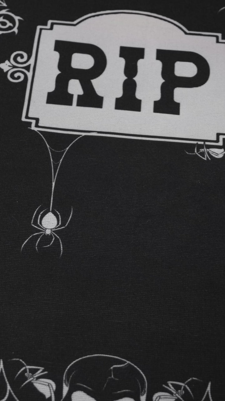 video of a gothic coffin shaped bathmat rug