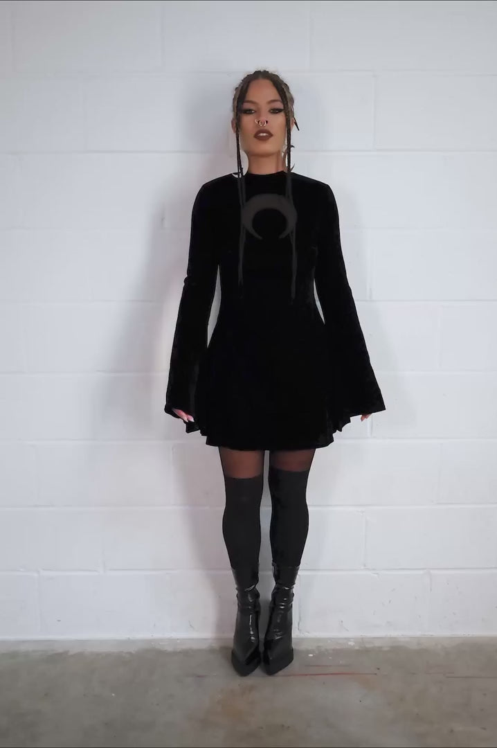 black witch mini dress