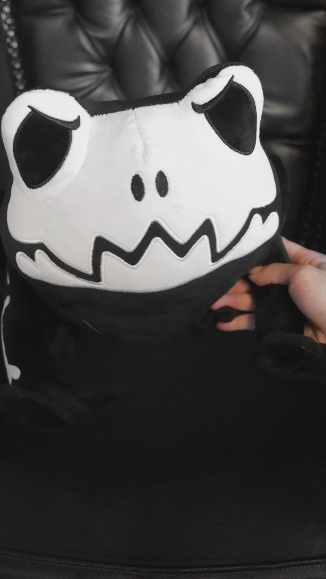 video of a toad skeleton frog stuffed animal 
