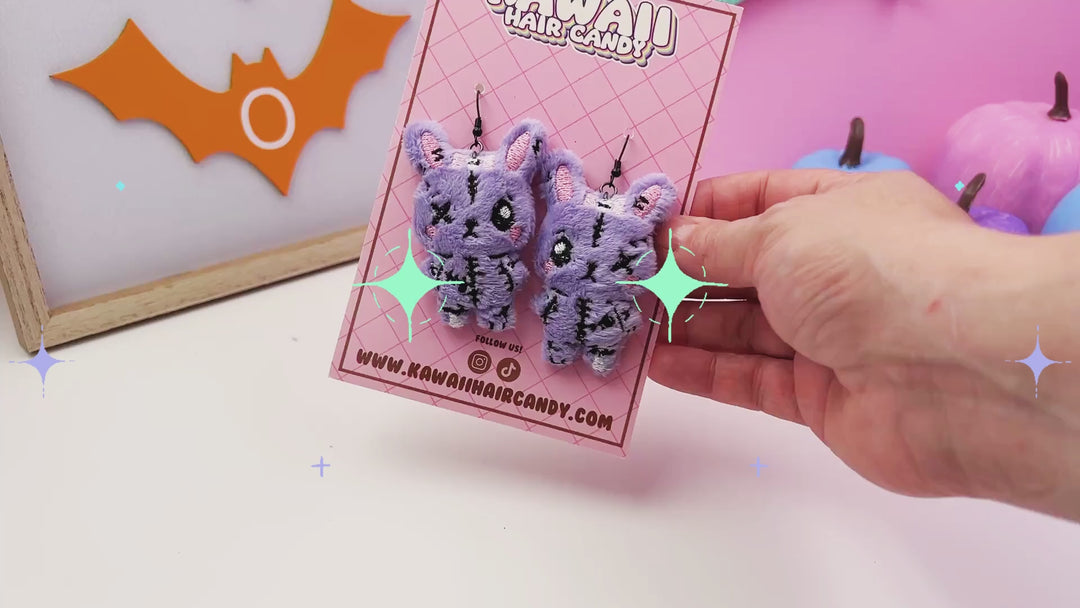 Gurokawa Pastel Goth Dead Bunny Plush Earrings