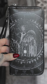video of steampunk plague doctor vegan leather wallet
