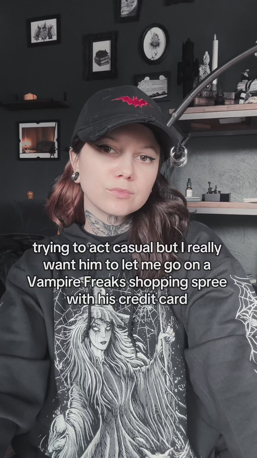 alternative goth girl wearing piercings baseball punk hat 