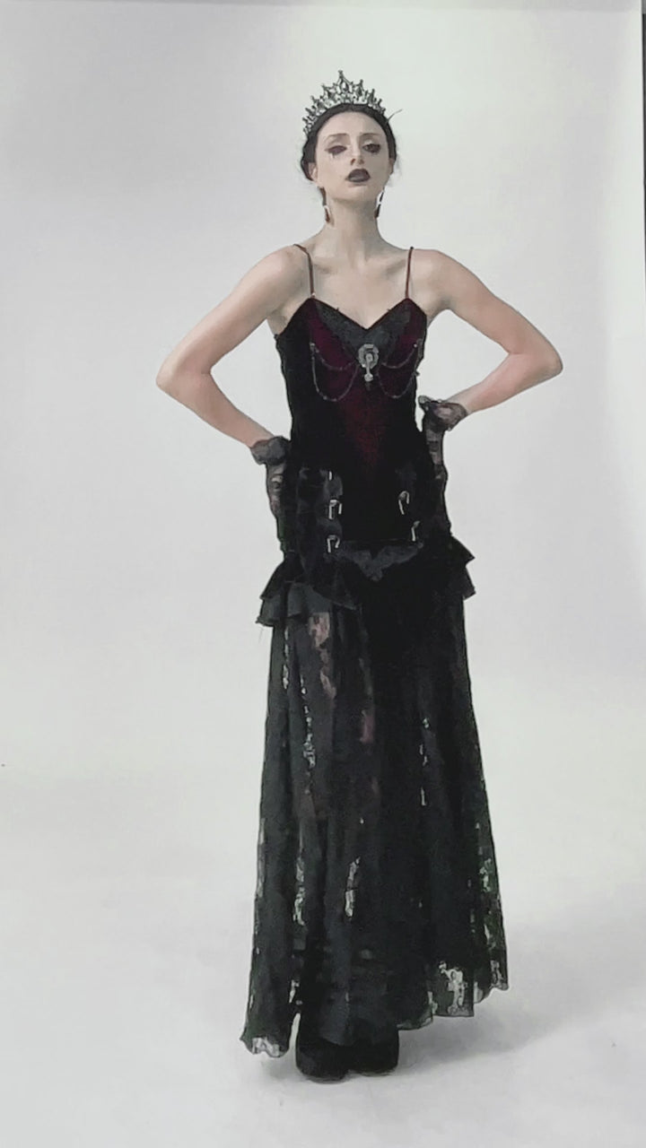 video of gothic woman wearing a steampunk tank top