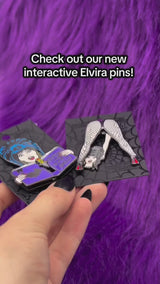 video of elvira interactive enamel pins