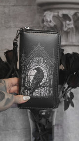 video of a vegan gothic raven wallet