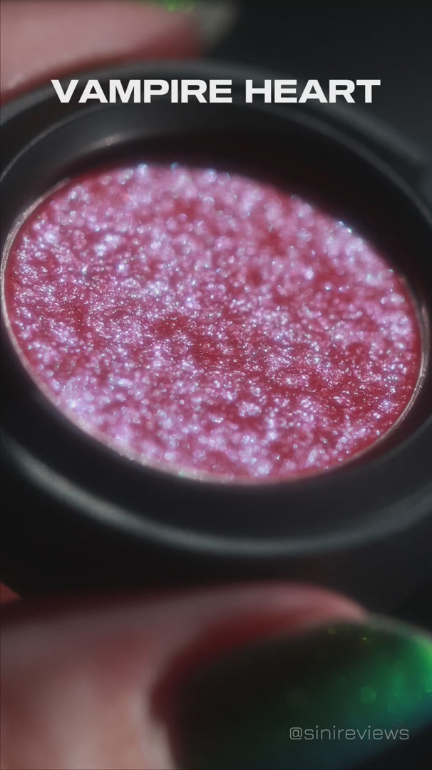 video showing vampire red glittery eyeshadow 