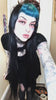 video of gothic woman wearing oddities sweatshirt and heavy metal sweater