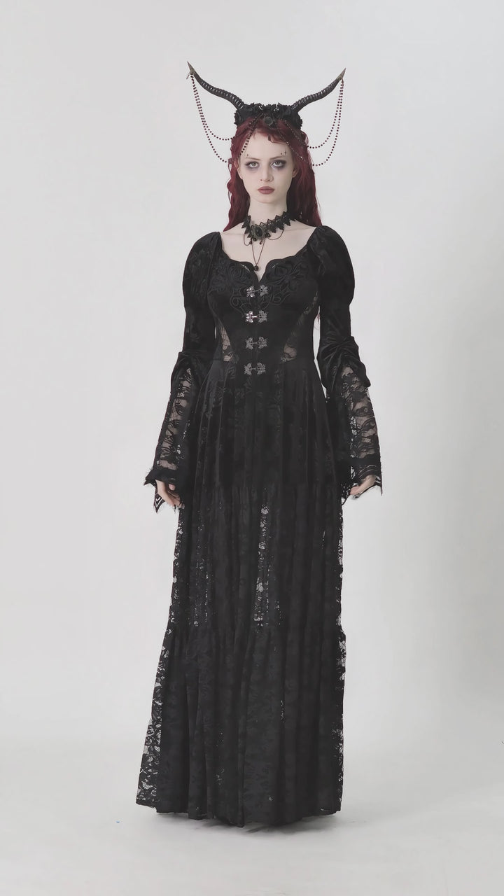 video of gothic woman wearing royalcore gown