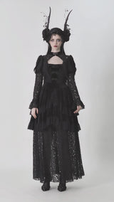 gothic woman wearing gothic dark in love dress