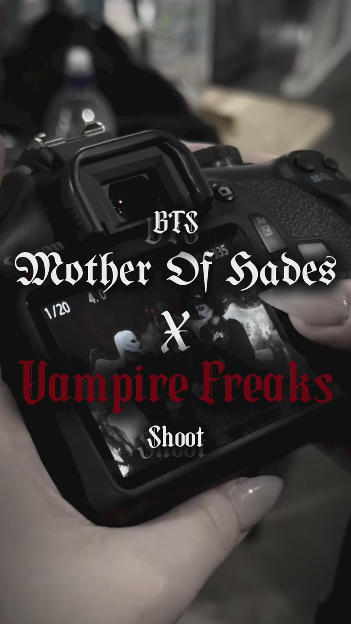 video showing gothic photoshoot of mother of hades jewelry