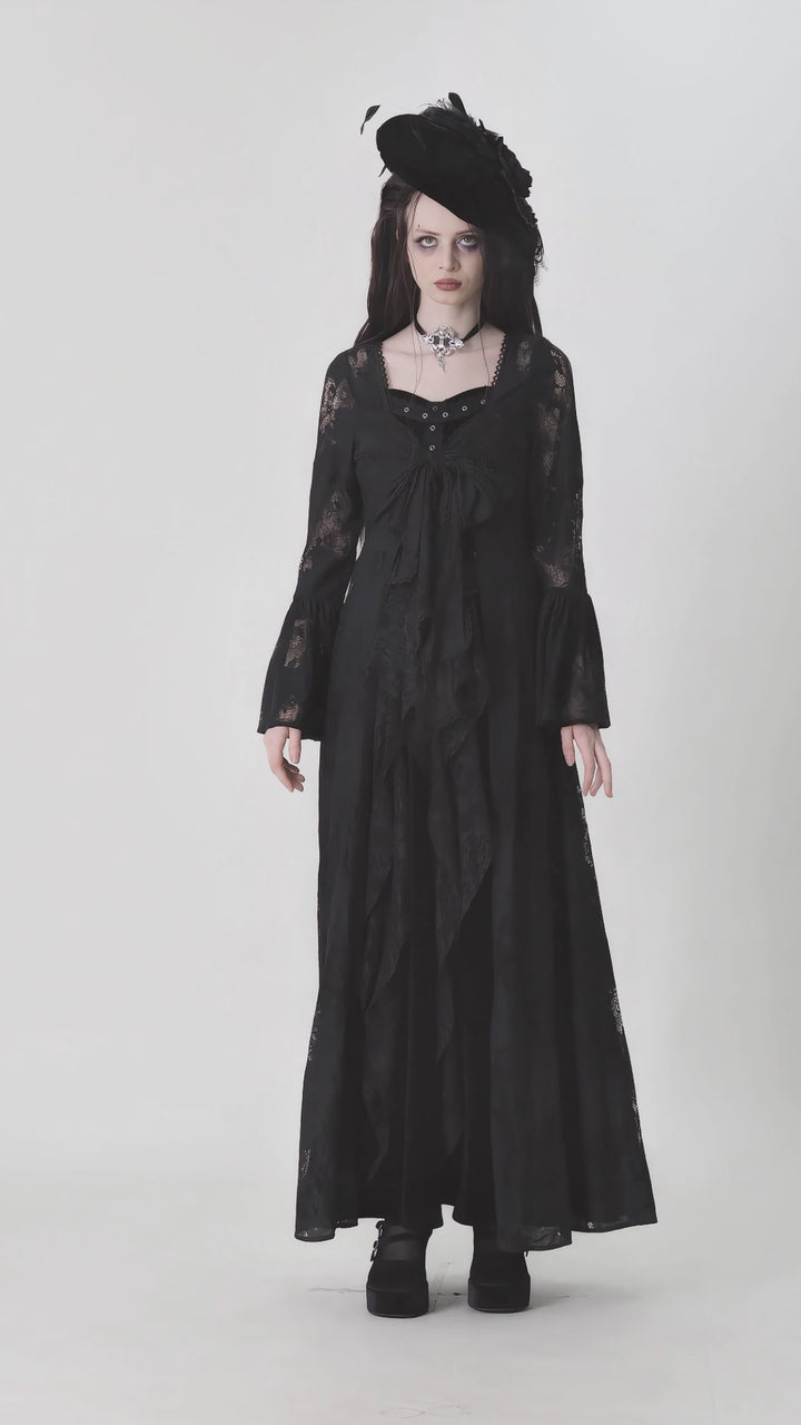 video of gothic woman wearing witch robe 