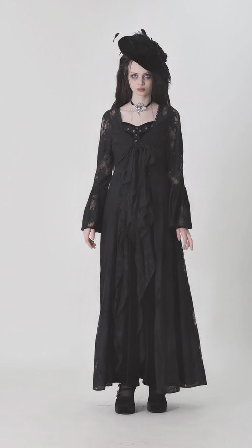 video of gothic woman wearing witch robe 