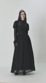 gothic woman wearing a gothic renaissance gown 
