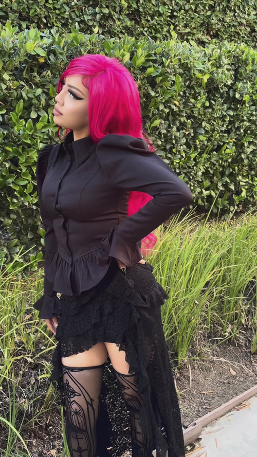 video of a gothic peplum blouse