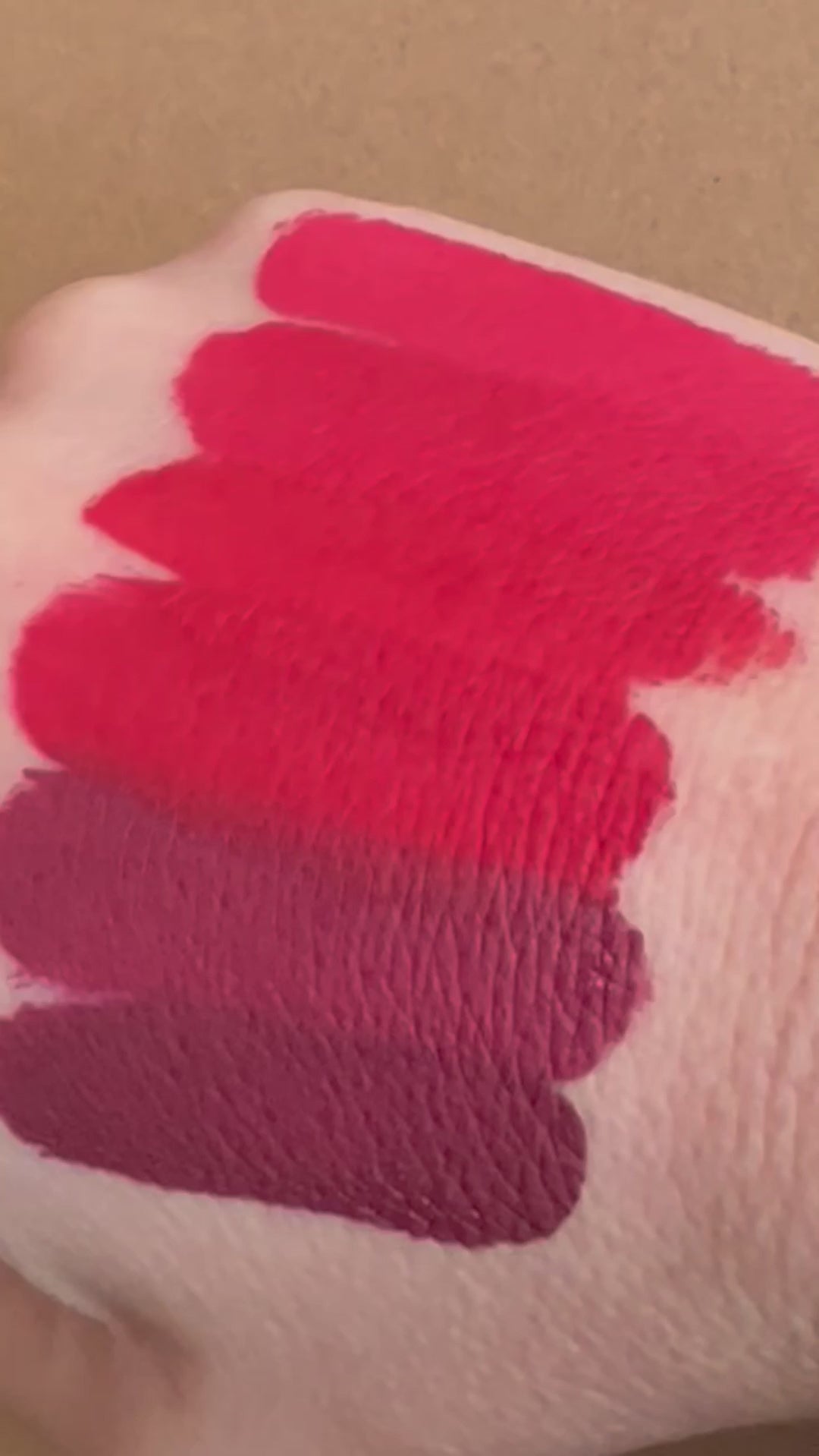 video of liquid lipstick shades of red