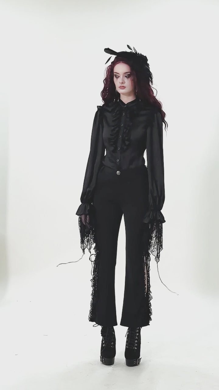 video of gothic woman wearing witchy goth clothes