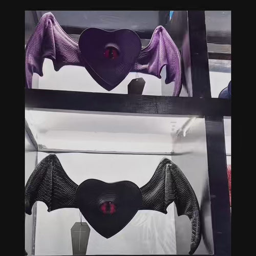 video of Goth monster eyeball heart backpacks by nothing here