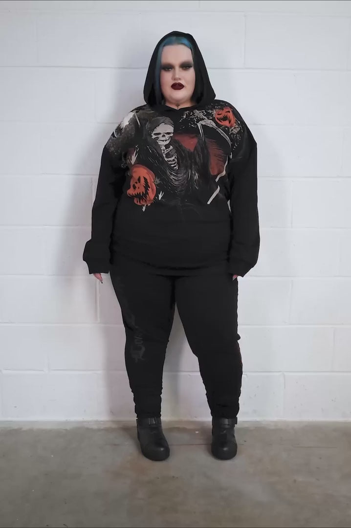 plus size all-over printed goth hoodie
