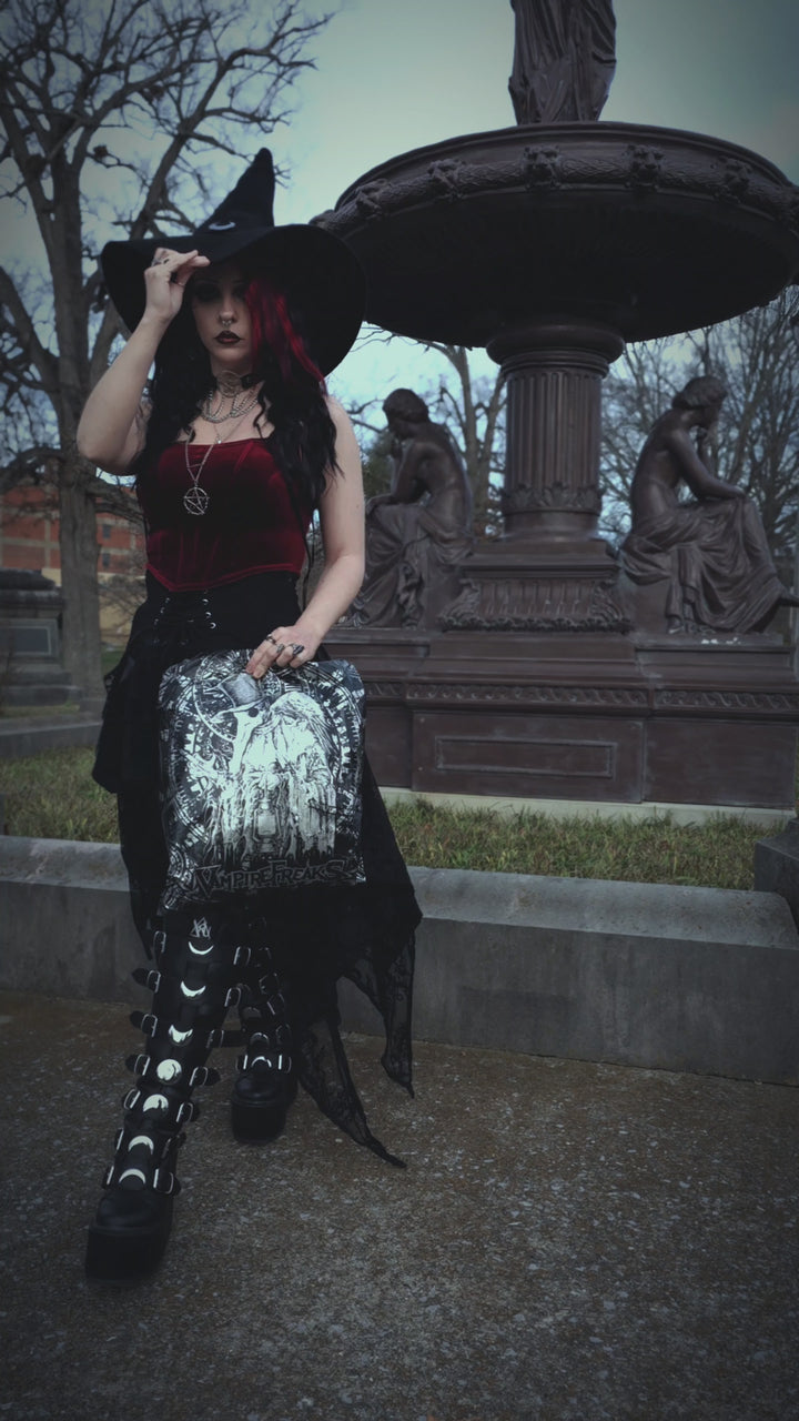 video of a gothic cat hoodie