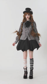 video of gothic woman wearing striped long sleeve buttoned shirt