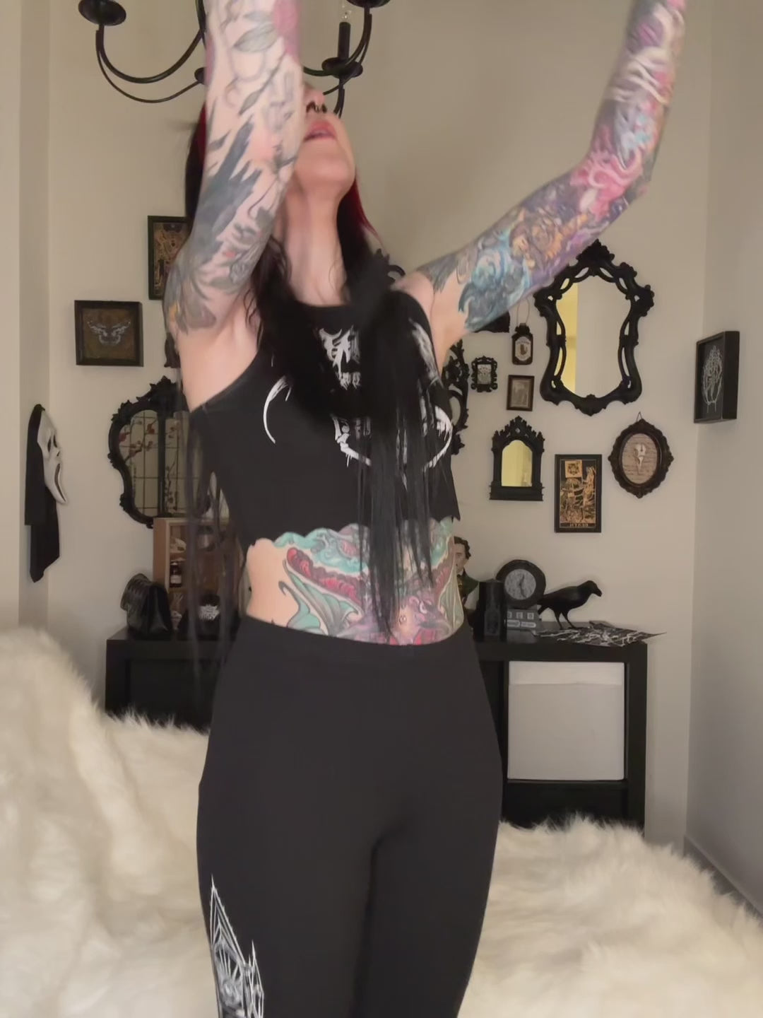 video of goth girl wearing nosferatu hoodie coat