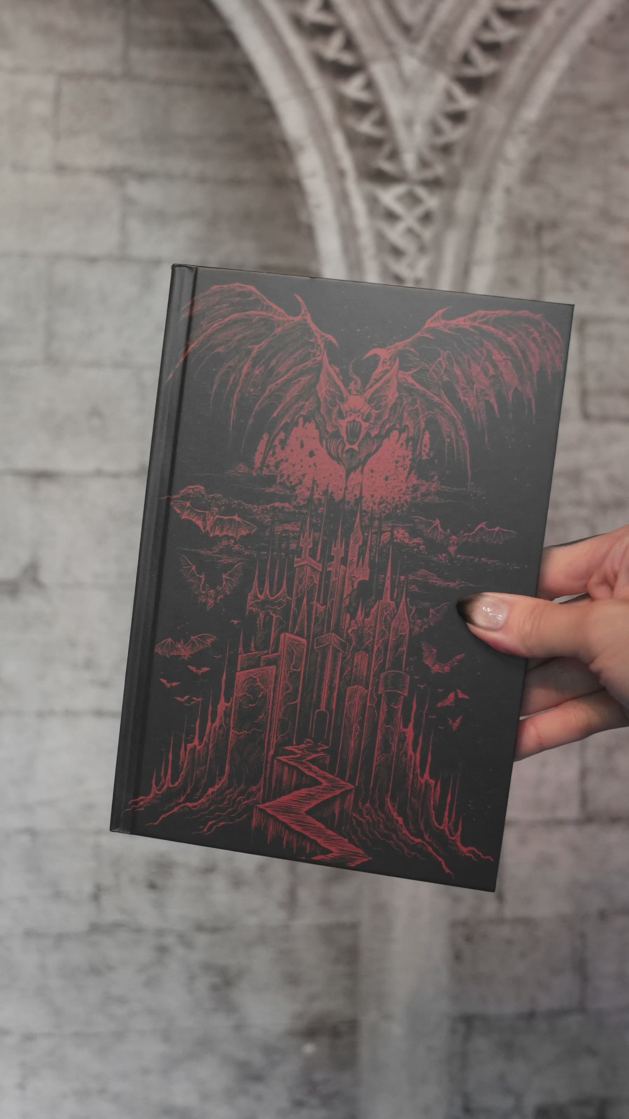video of a gothic notebook with lined pages